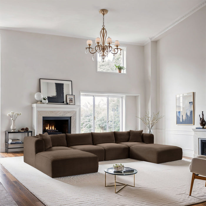 Shaggy - 6 Piece Modular Sectional With 2 Ottomans - Simple Home Plus