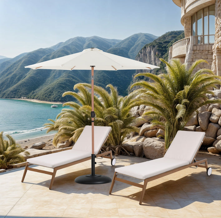 Fiji - Aluminum Patio Umbrella With Round Black And Teak Base - Simple Home Plus