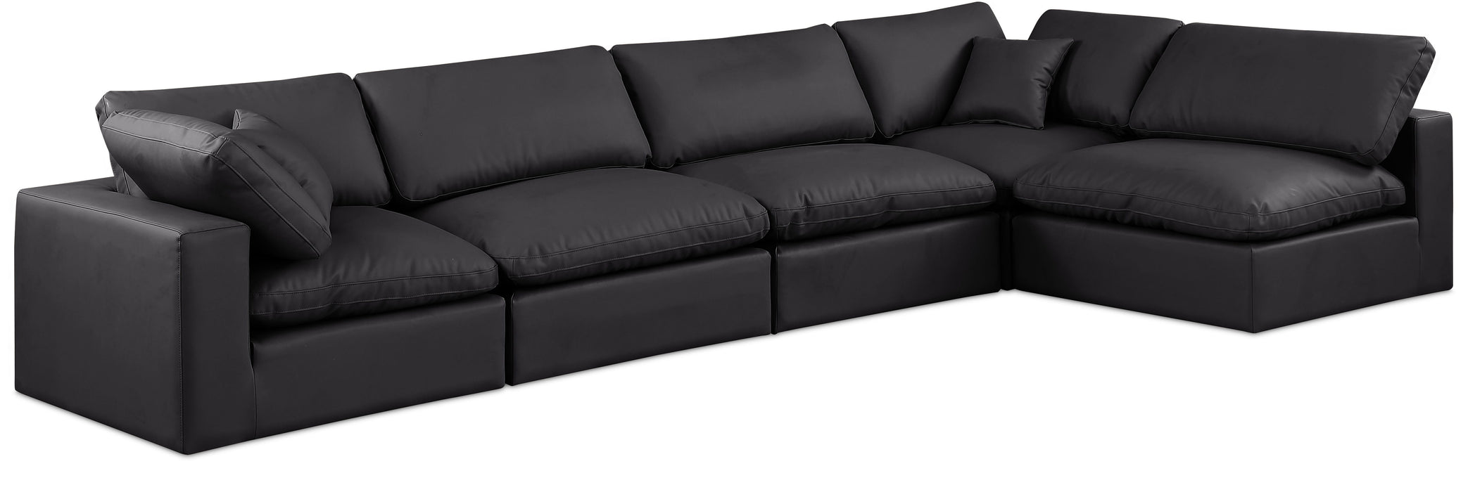 Comfy - 5 Piece Faux Leather Modular Sectional - Simple Home Plus