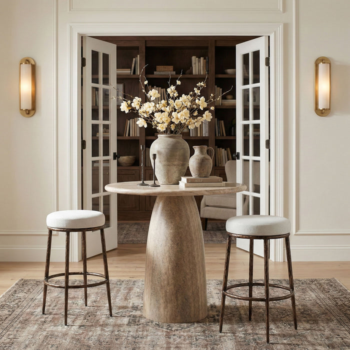 Ferro - Performance Fabric Upholstered Backless Bar Stool - Antique Bronze - Simple Home Plus