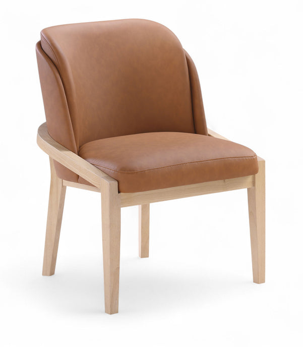Navo - Faux Leather Upholstered Dining Chair - Natural Base - Simple Home Plus