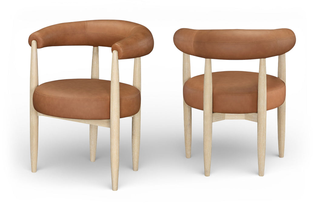 Sable - Vegan Leather Upholstered Dining Chair (Set of 2) - Painted Natural Base - Simple Home Plus