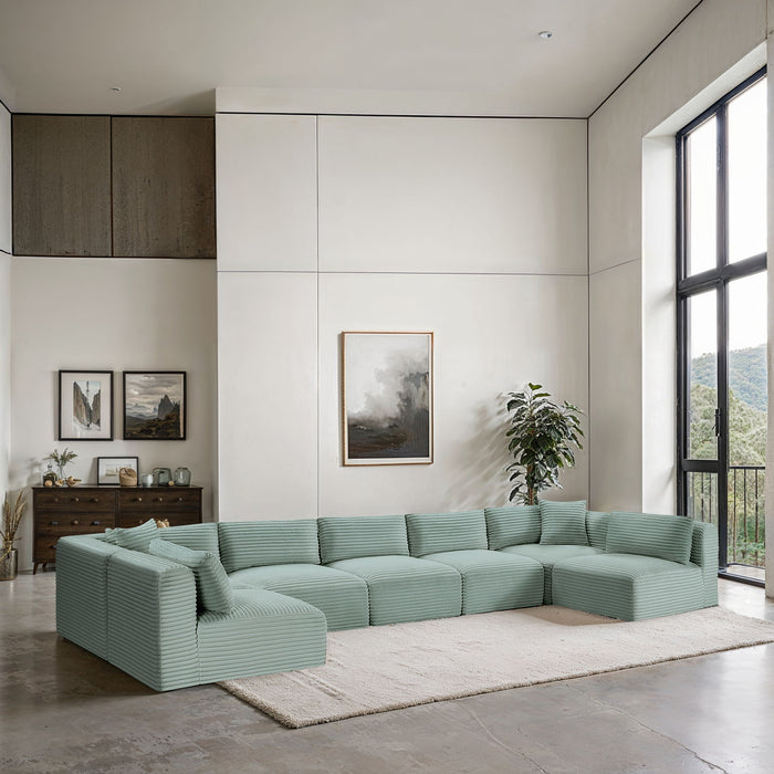 Shaggy - 7 Piece Modular U-Shaped Armless Sectional - Simple Home Plus