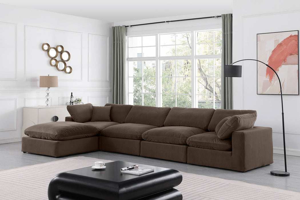 Comfy - 5 Piece Velvet Modular Sectional With Chaise - Simple Home Plus
