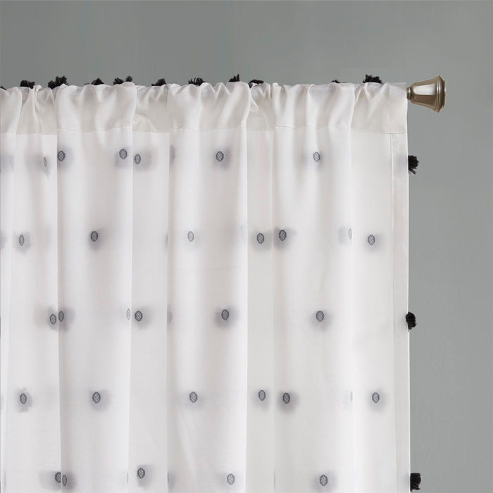 Sophie - Pom Pom Embellished Window Panel - Black - Simple Home Plus