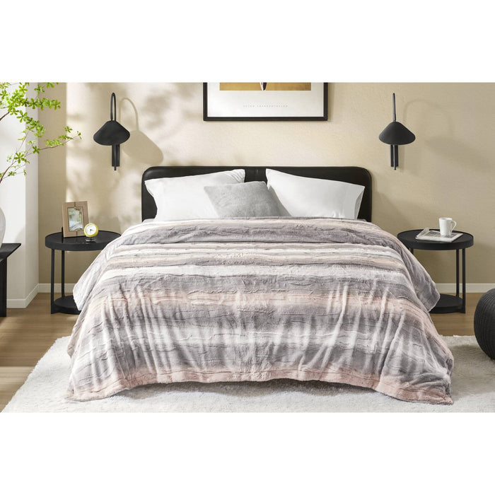 Zuri - 90" x 90" Blanket - Blush / Gray - Simple Home Plus