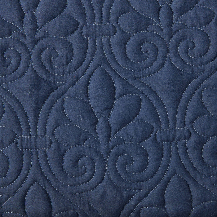 Quebec - King Fitted Bedspread (Set of 3) - Navy - Simple Home Plus