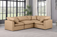 Indulge - Faux Leather 4 Piece Modular Corner Sectional - Tan - Simple Home Plus