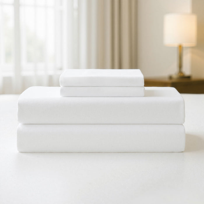 Plain Weave - Queen Essential Microfiber Sheet Set - Bright White - Simple Home Plus