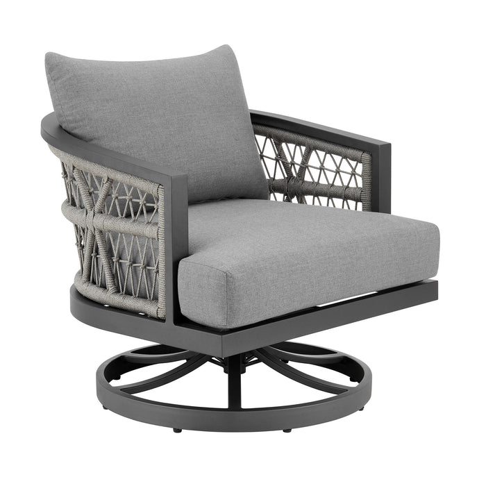Zella - Outdoor Patio Swivel Armchair - Light Gray / Earl Gray - Simple Home Plus