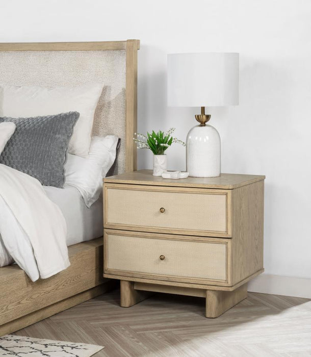 Kailani - 2-Drawer Nightstand Bedside Table - Beige Oak - Simple Home Plus
