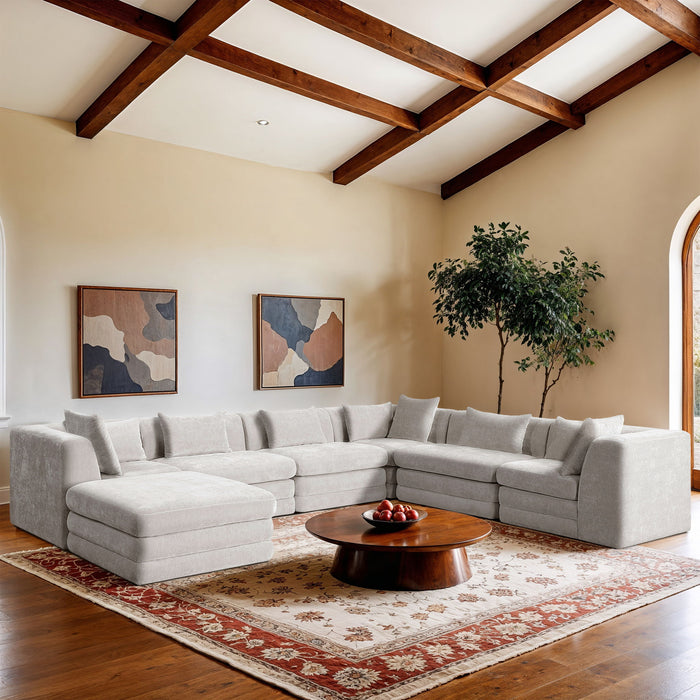 Stellar - 7 Piece Chenille Fabric Upholstered Modular Sectional - Simple Home Plus