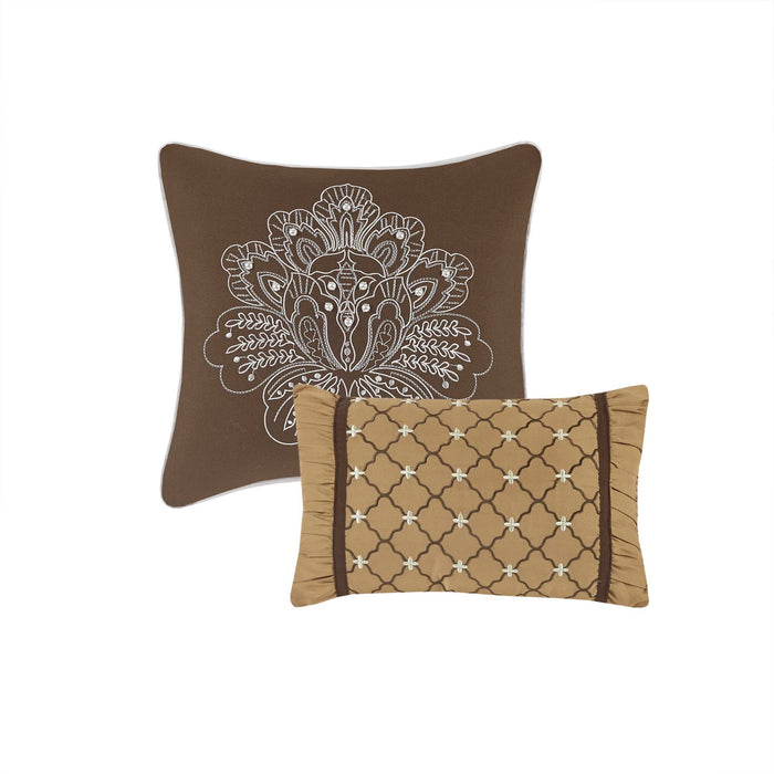Bellagio - King 5 Piece Reversible Bedspread Set - Brown / Gold - Simple Home Plus