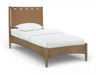 Santos - Vegan Leather Headboard And Wood Bed - Waxed Brown Frame - Simple Home Plus