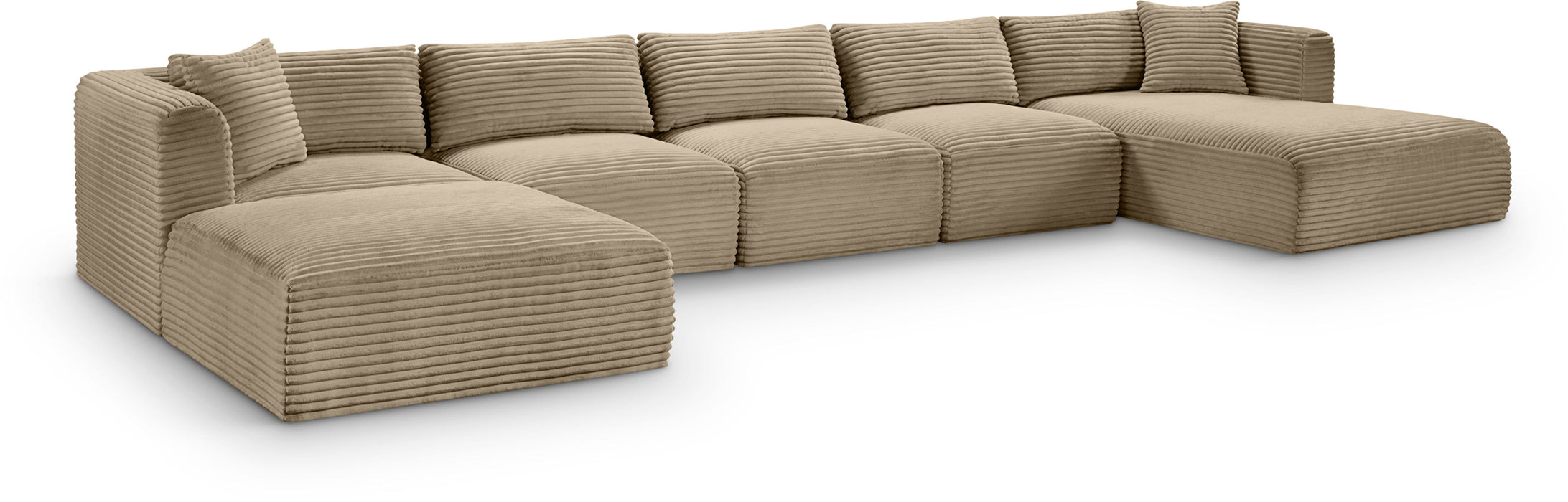 Shaggy - Fabric 6 Piece Modular Sectional With Chaise And Ottoman - Simple Home Plus