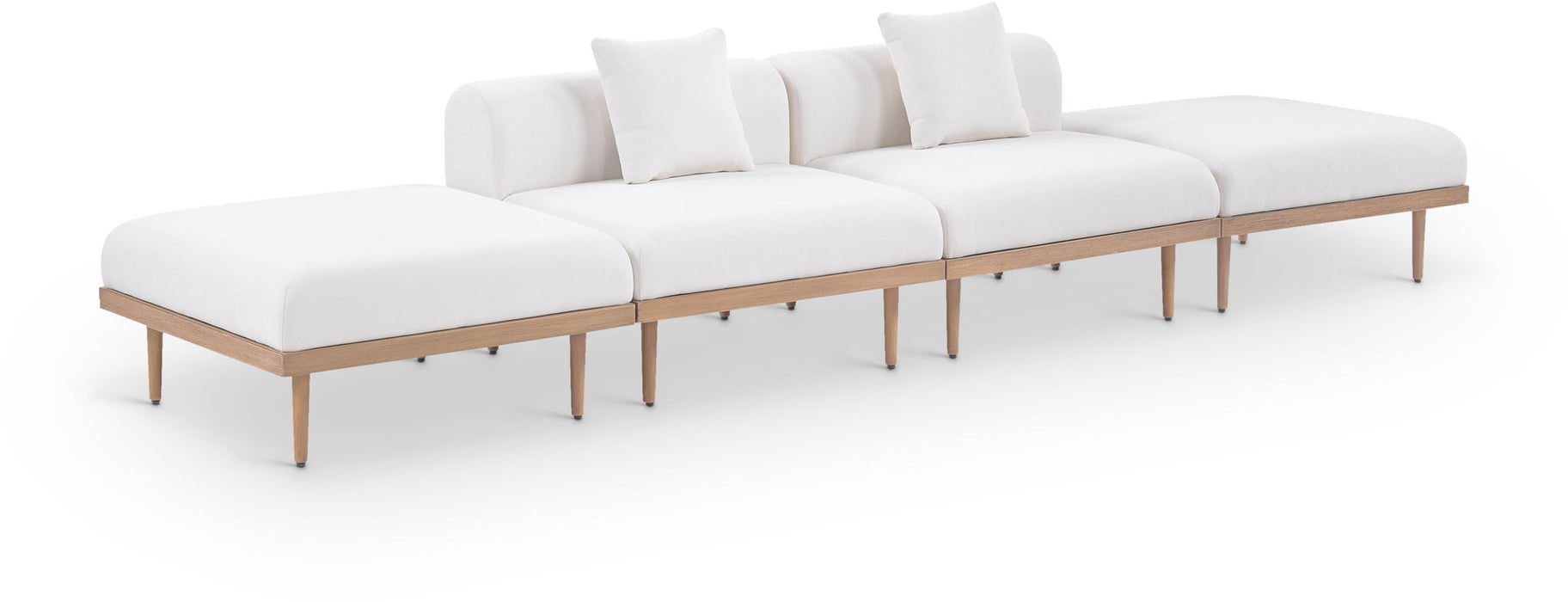 Laguna - 4 Piece 142" Outdoor Patio Armless Modular Sofa With 2 Backless Seats - Simple Home Plus