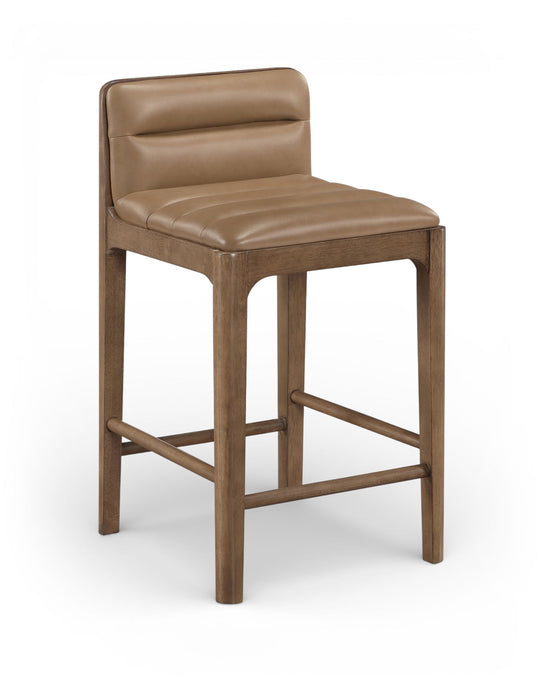 Ellis - Vegan Leather Upholstered Counter Stool (Set of 2) - Tan - Simple Home Plus