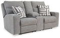 Biscoe - Pewter - Power Reclining Loveseat With Console /Adj Headrest - Simple Home Plus