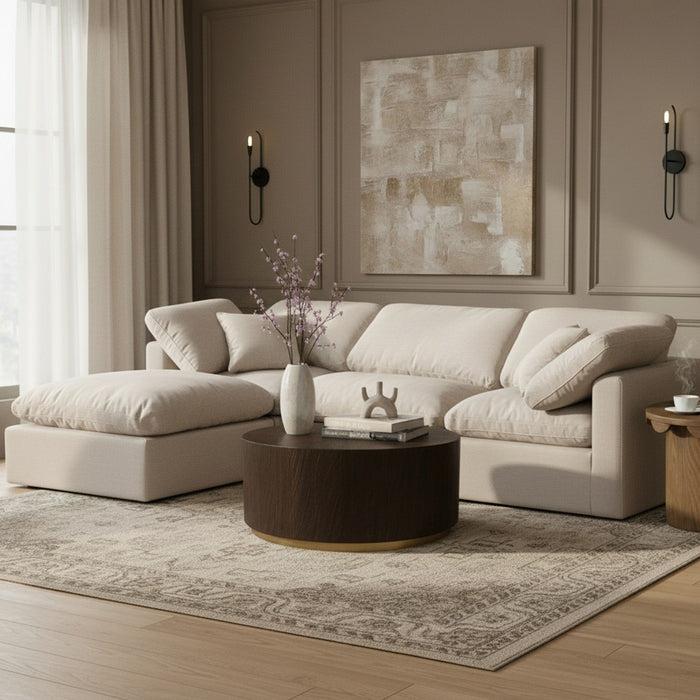 Indulge - Linen 4 Piece Modular Sectional With Chaise - Simple Home Plus