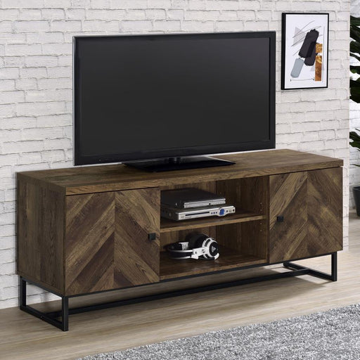 Myles - 2 Door Engineered Wood TV Stand - Rustic Oak - Simple Home Plus
