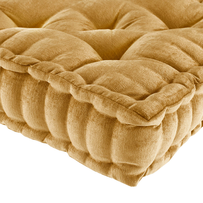 Azza - Chenille Square Floor Pillow Cushion - Yellow