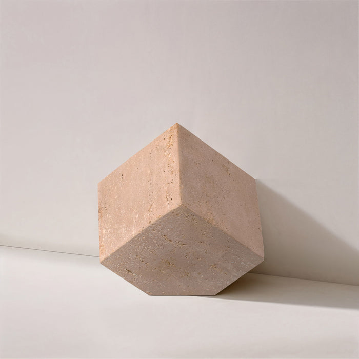 Block - Travertine Decorative Cube - Natural - Simple Home Plus