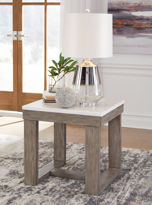 Loyaska - Brown / Ivory - Square End Table - Simple Home Plus