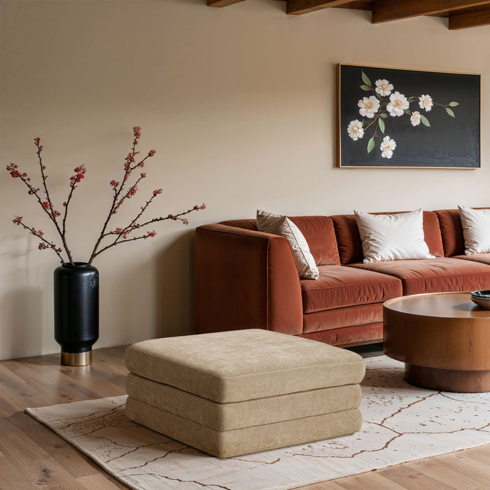 Stellar - Chenille Fabric Upholstered Modular Modular Ottoman - Simple Home Plus
