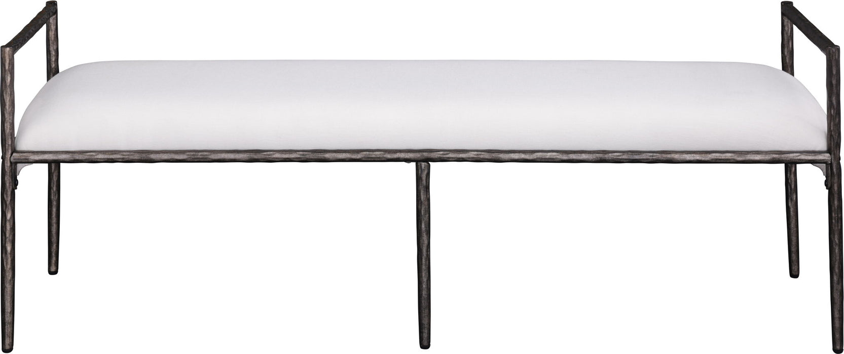 Axis - Linen Textured Cream Fabric Upholstered Bench - Simple Home Plus