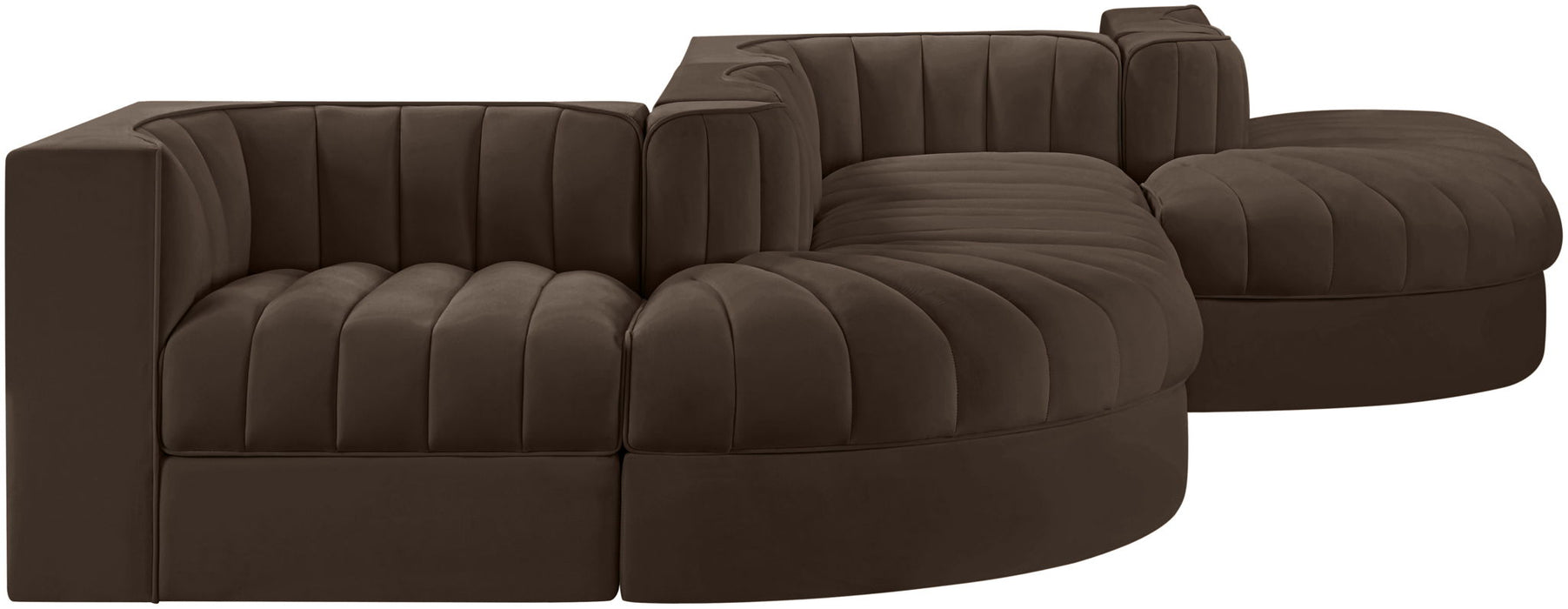 Rummi - Rounded Velvet Performance Fabric Upholstered 6 Piece Modular Sectional - Simple Home Plus