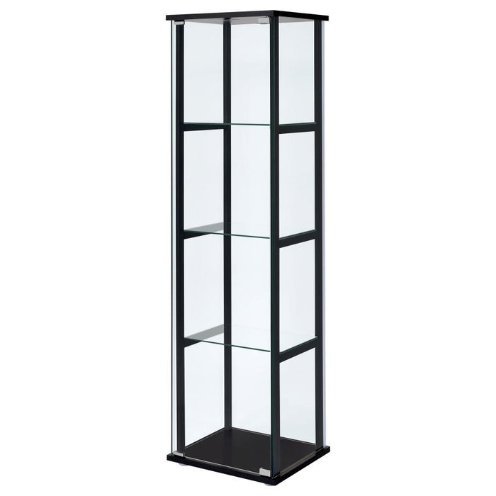 Cyclamen - 4-Shelf Clear Glass Curio Display Cabinet - Black - Simple Home Plus