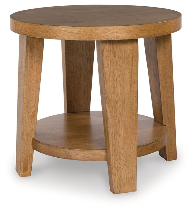 Kristiland - Light Brown - Round End Table - Simple Home Plus