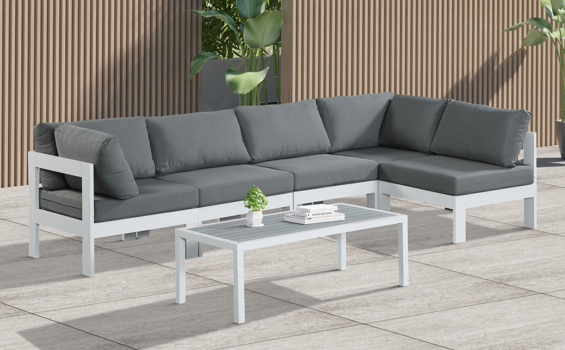 Nizuc - Outdoor Patio 5 Piece Modular Sectional With White Frame - Simple Home Plus