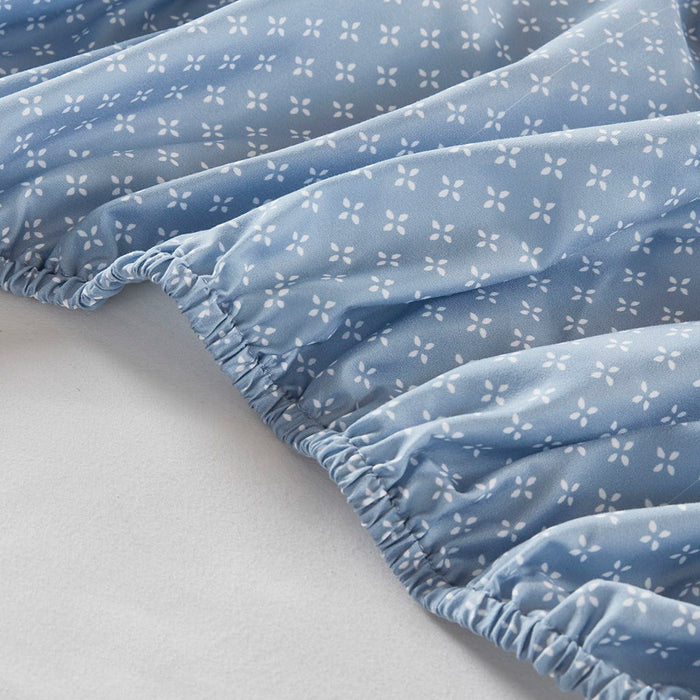 Luna - Floral Full Comforter Set With Bed Sheets - Blue - Simple Home Plus
