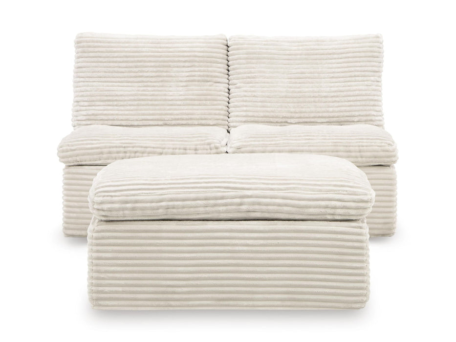 Fannin - 2 Armless Chairs With Ottoman (Set of 3) - Ivory - Simple Home Plus