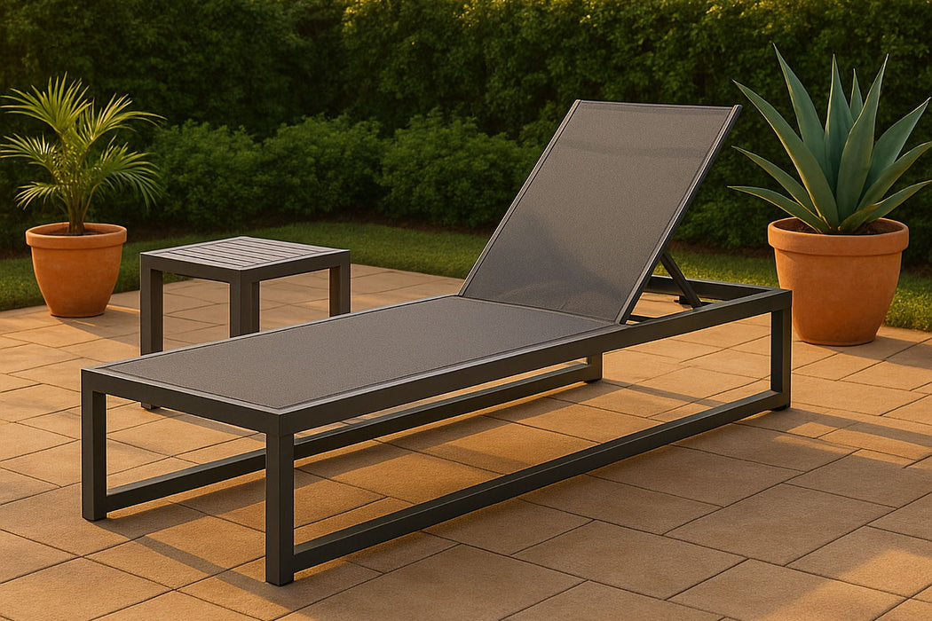 Maldives - Water Resistant Outdoor Patio Adjustable Sun Chaise Lounge Chair With Gray Base - Simple Home Plus