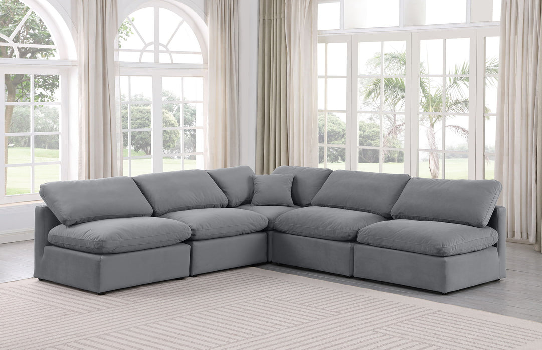Indulge - Velvet 5 Piece Modular Corner Armless Sectional - Simple Home Plus