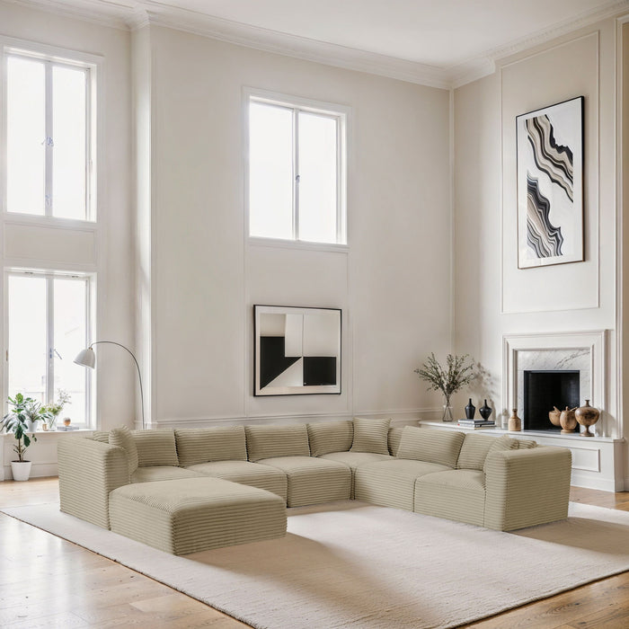 Shaggy - 7 Piece Modular U-Shaped Sectional With Ottoman - Simple Home Plus