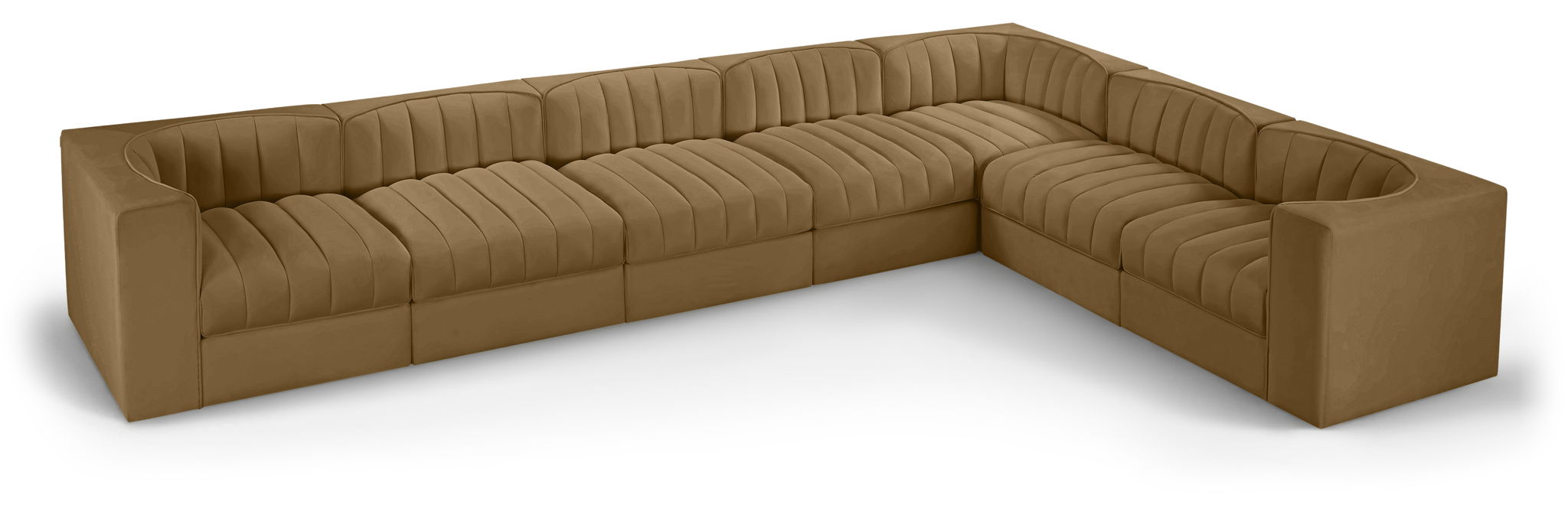 Rummi - Velvet Performance Fabric Upholstered 7 Piece Modular Sectional (With 3 Corner Chairs) - Simple Home Plus