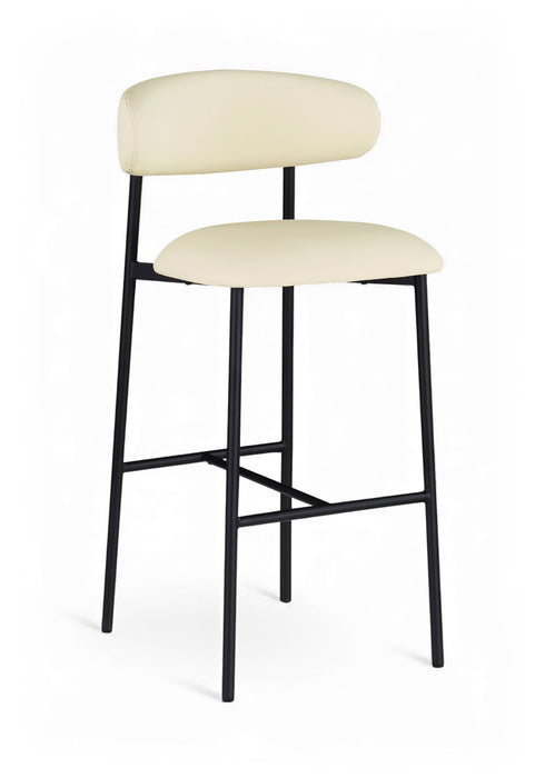 Lupita - Vegan Leather Upholstered Bar Stool (Set of 2) - Cream / Matte Black - Simple Home Plus