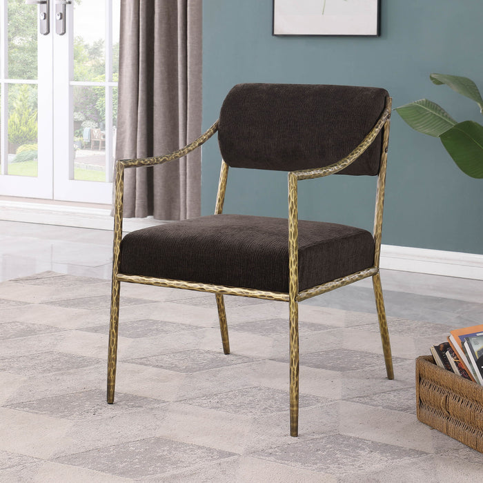 Bastille - Upholstered Dining Arm Chair (Set of 2) - Brass Frame - Simple Home Plus