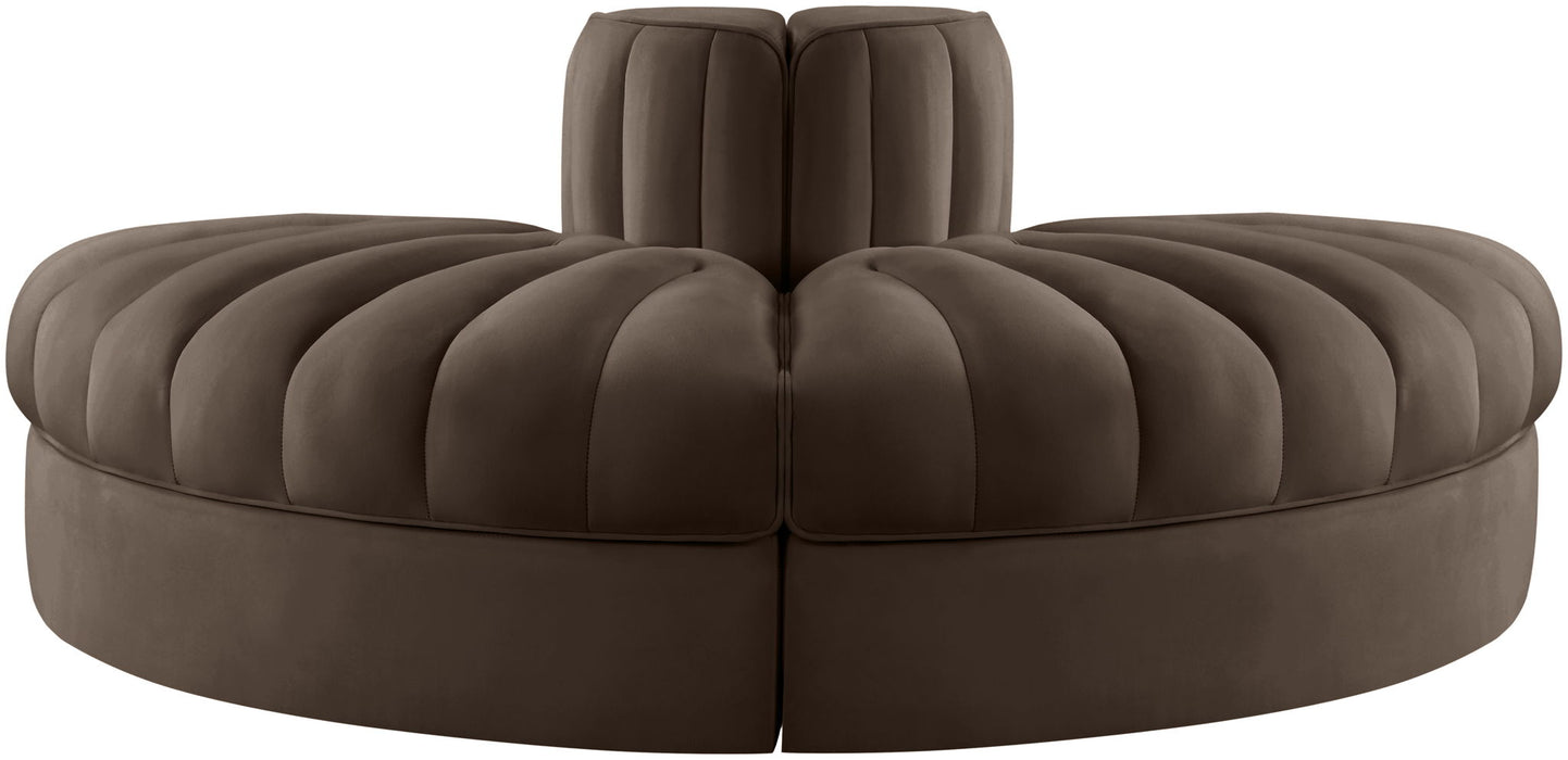 Rummi - Velvet Performance Fabric Upholstered 2 Piece  Rounded Modular Loveseat - Simple Home Plus