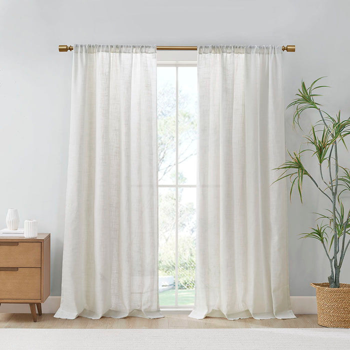 Kyler - Linen Blend Light Filtering Curtain Panel Pair - White - Simple Home Plus