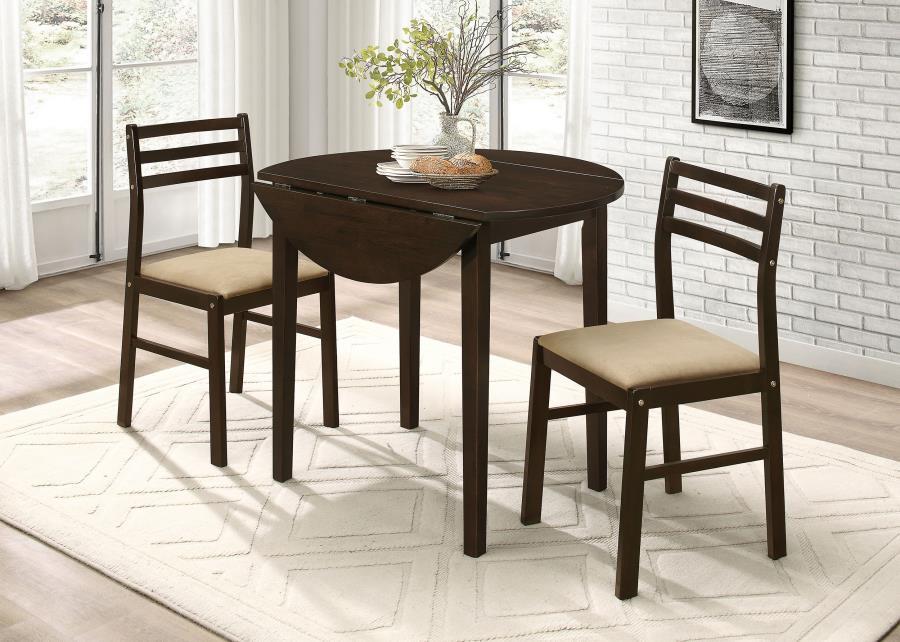 Bucknell - 3 Piece Round Drop Leaf Dining Table Set - Simple Home Plus