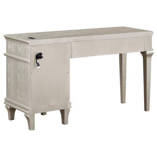 Evangeline - 4-Drawer Vanity Table With Faux Diamond Trim - Silver And Ivory - Simple Home Plus