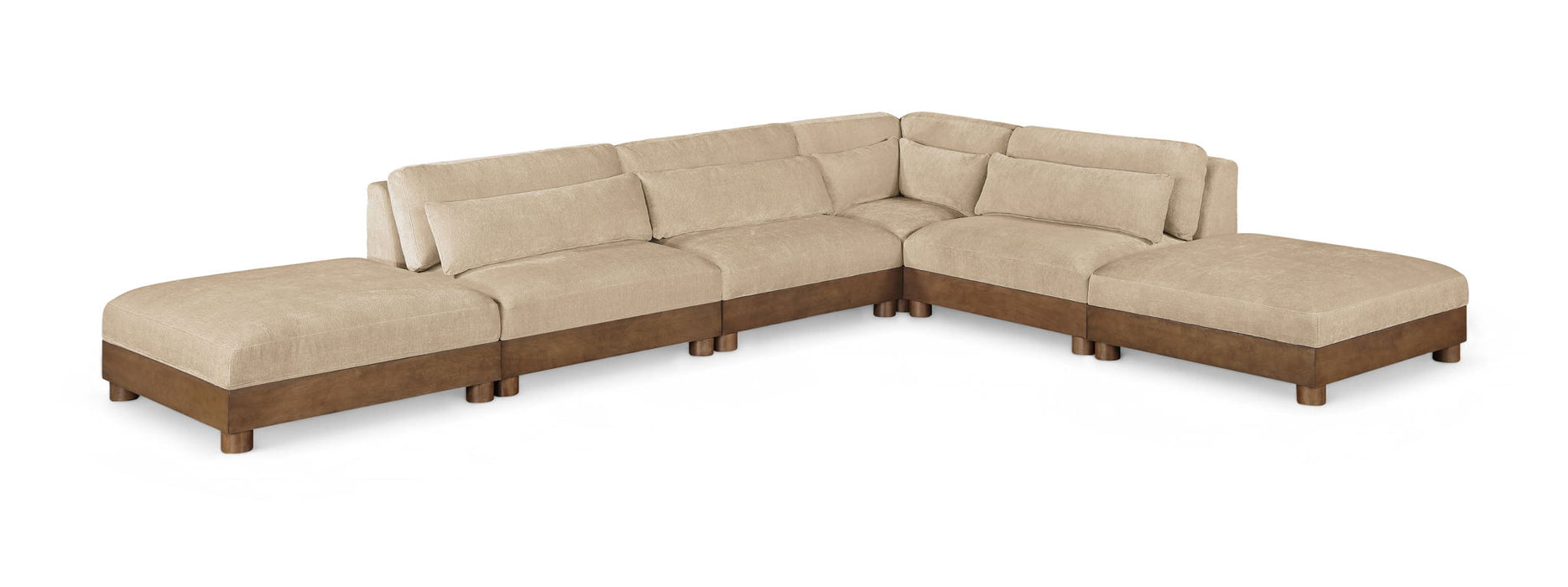 Turin - Chenille Fabric Upholstered Modular Sectional - Beige - Simple Home Plus