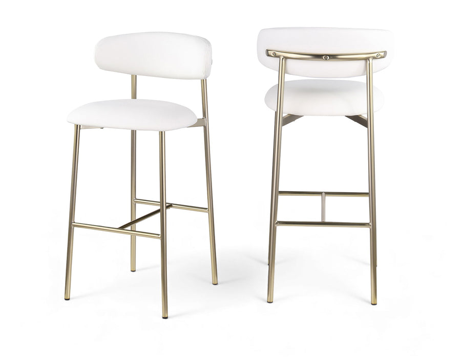 Lupita - Vegan Leather Upholstered Bar Stool With Brushed Gold Frame (Set of 2) - Simple Home Plus