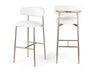 Lupita - Vegan Leather Upholstered Bar Stool With Brushed Gold Frame (Set of 2) - Simple Home Plus