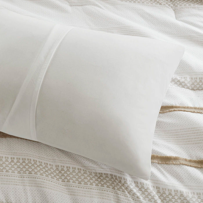 Carolina - 7 Piece Full/Queen Stripe Comforter And Quilt Set - Taupe - Simple Home Plus
