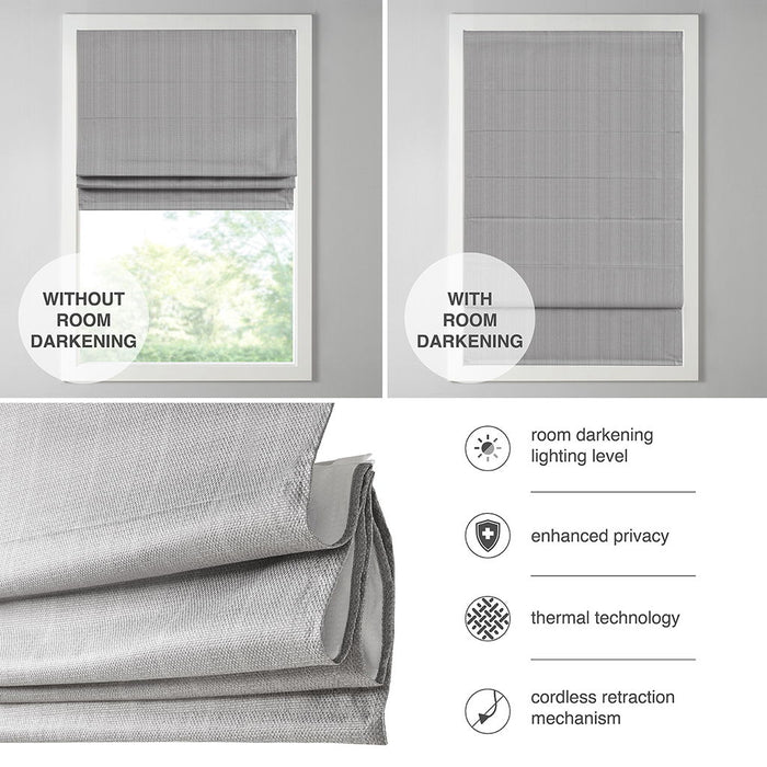 Galen - 23" Basketweave Room Darkening Cordless Roman Shade - White - Simple Home Plus